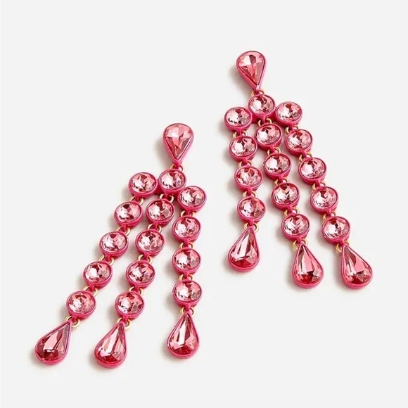 J. Crew Sparkly waterfall earrings BQ557 fuchsia pink - Picture 1 of 3